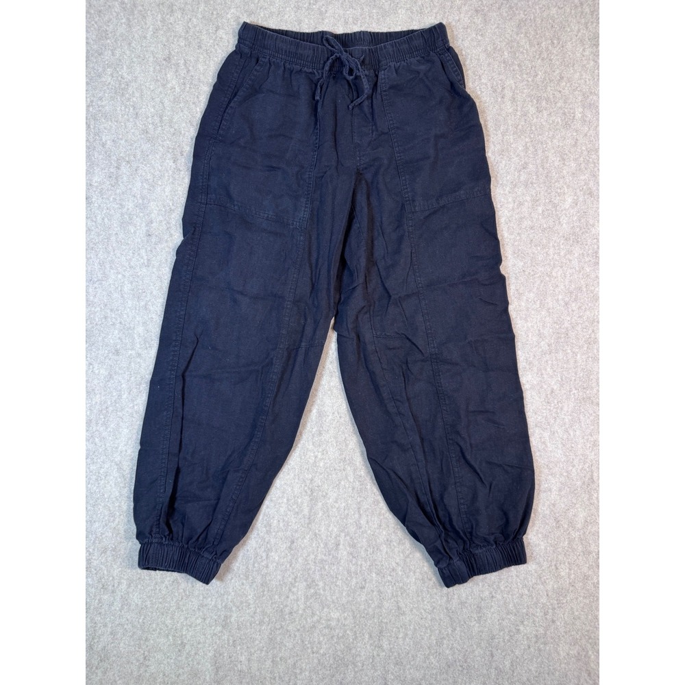Old Navy Balloon Pants Womens Small Navy Blue Linen Blend Elastic Waist Jogger